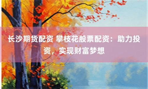 长沙期货配资 攀枝花股票配资：助力投资，实现财富梦想